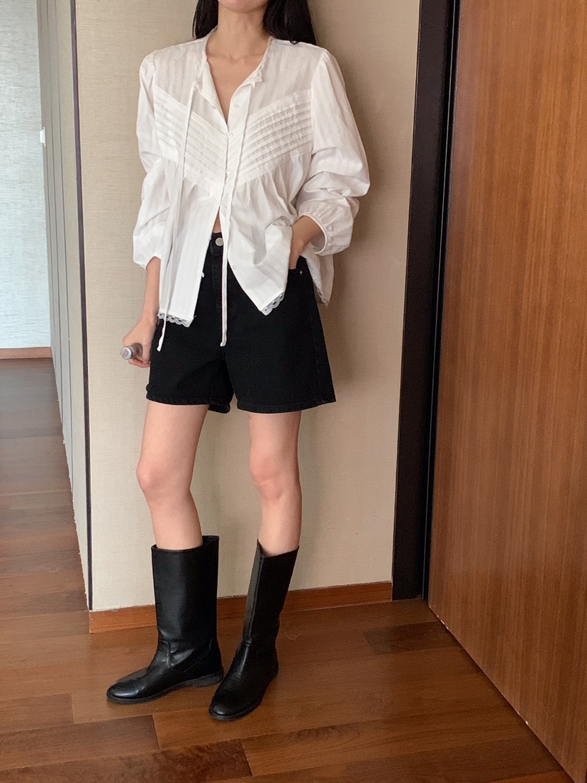 FRILL-T東大門直郵女士新款人氣職業25春夏休閑襯衫蕾絲衫FRILL-T襯衫/蕾絲衫