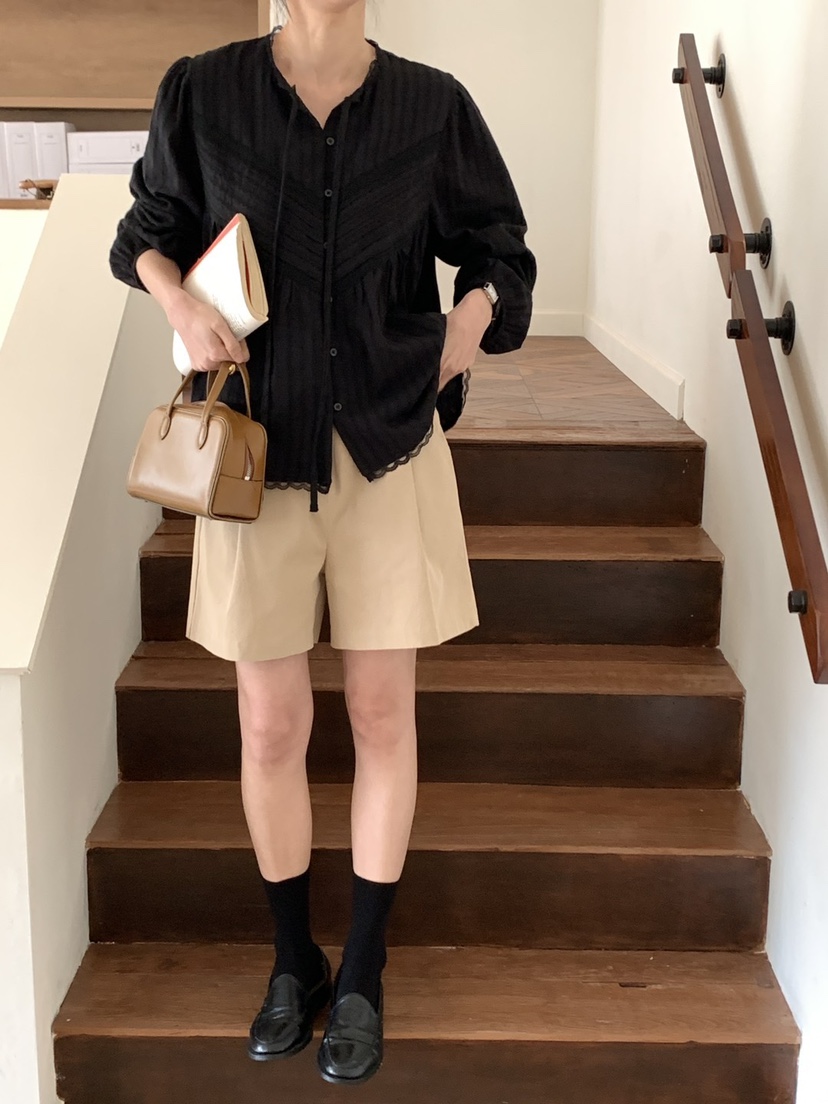 FRILL-T東大門直郵女士新款人氣職業25春夏休閑襯衫蕾絲衫FRILL-T襯衫/蕾絲衫