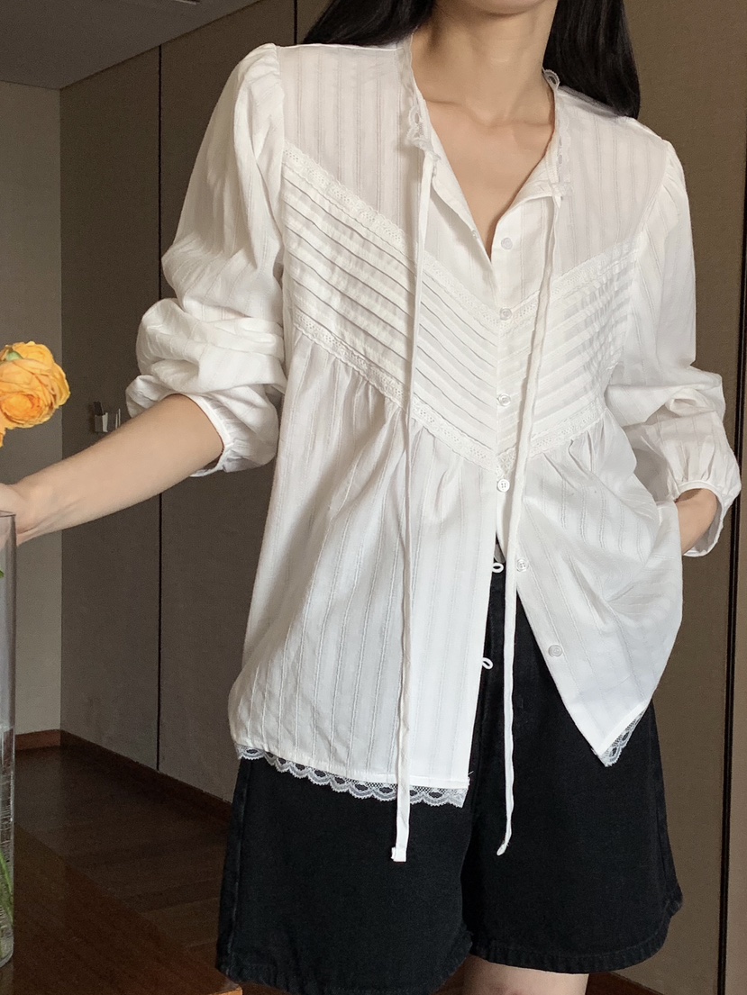 FRILL-T東大門直郵女士新款人氣職業25春夏休閑襯衫蕾絲衫FRILL-T襯衫/蕾絲衫