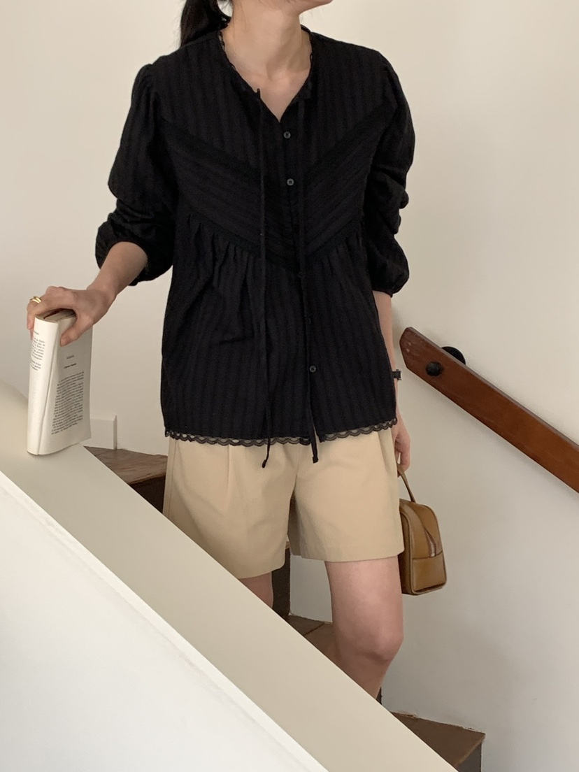 FRILL-T東大門直郵女士新款人氣職業25春夏休閑襯衫蕾絲衫FRILL-T襯衫/蕾絲衫圖色2