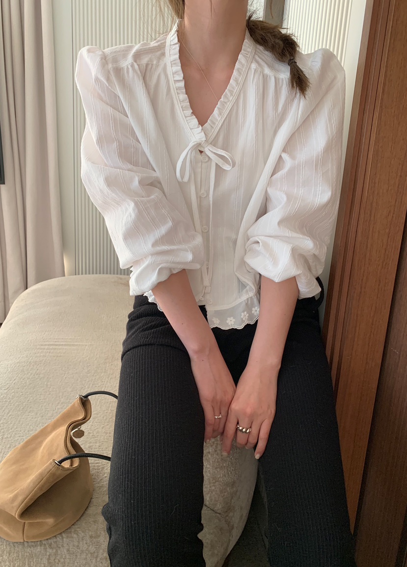 MELLOUNGE-멜라운지-T東大門代購女士新品人氣襯衫蕾絲衫MELLOUNGE-T襯衫/蕾絲衫