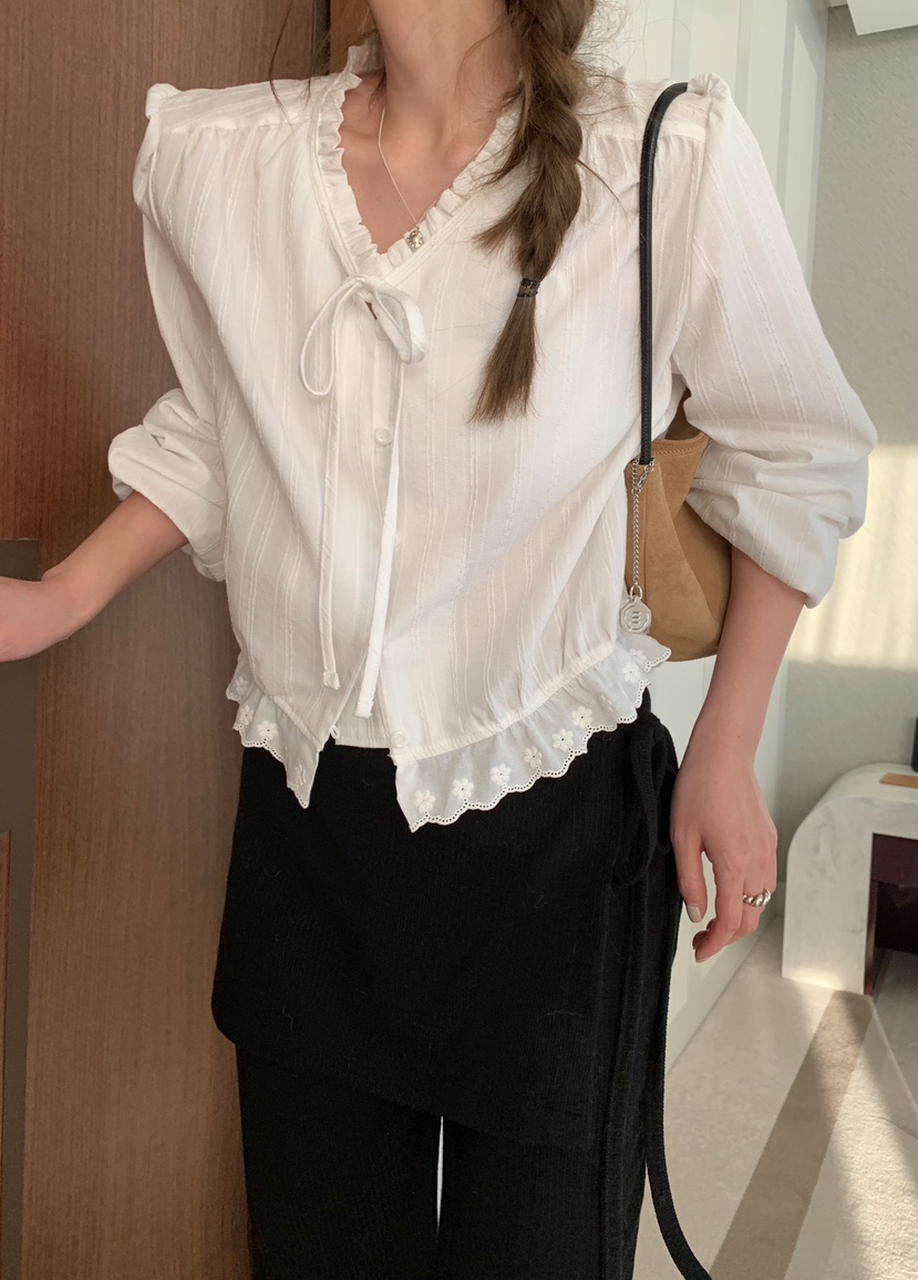 MELLOUNGE-멜라운지-T東大門代購女士新品人氣襯衫蕾絲衫MELLOUNGE-T襯衫/蕾絲衫