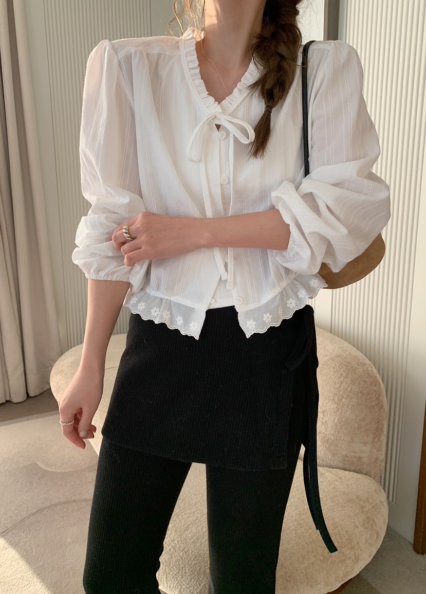 MELLOUNGE-멜라운지-T東大門代購女士新品人氣襯衫蕾絲衫MELLOUNGE-T襯衫/蕾絲衫
