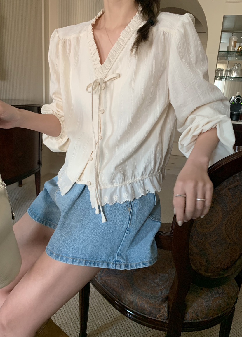 MELLOUNGE-멜라운지-T東大門代購女士新品人氣襯衫蕾絲衫MELLOUNGE-T襯衫/蕾絲衫