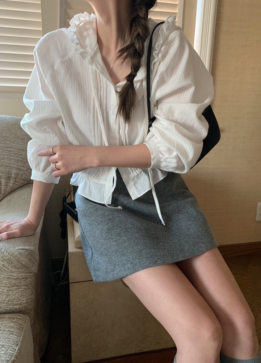 MELLOUNGE-멜라운지-T東大門代購女士新品時尚襯衫蕾絲衫兜帽MELLOUNGE-T襯衫/蕾絲衫