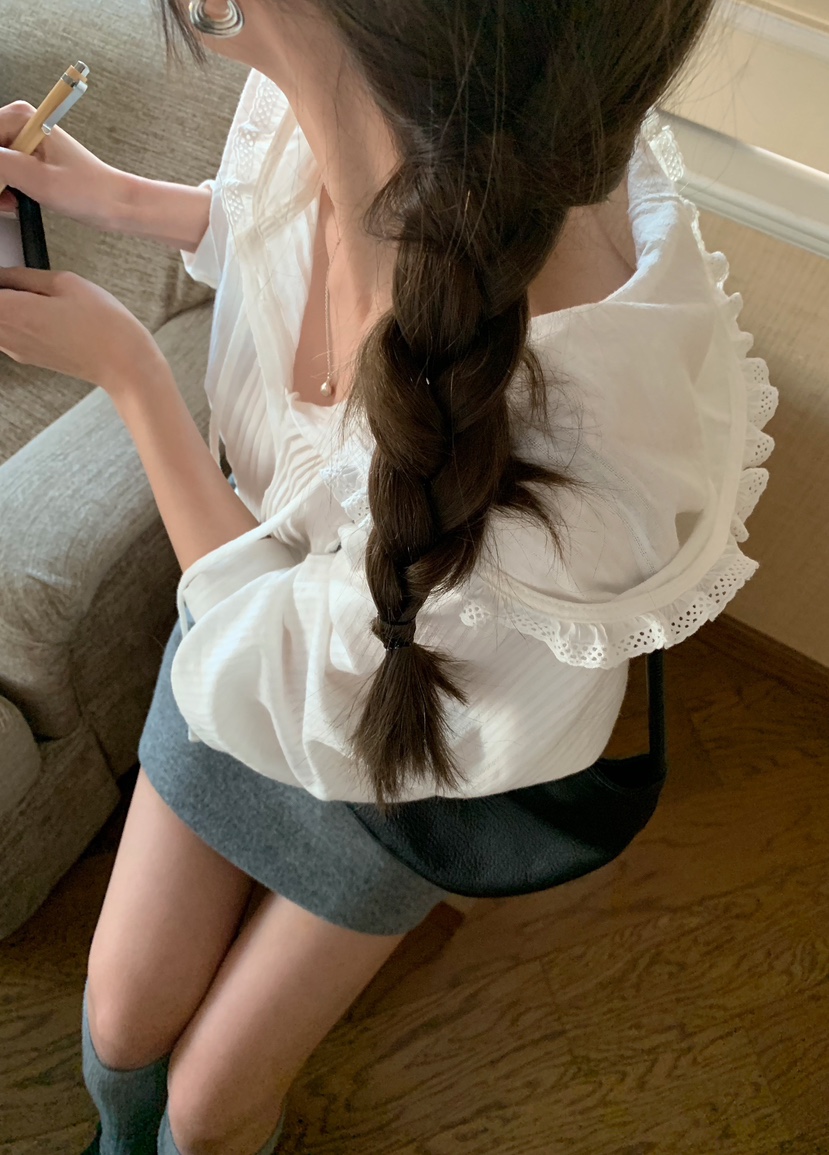 MELLOUNGE-멜라운지-T東大門代購女士新品時尚襯衫蕾絲衫兜帽MELLOUNGE-T襯衫/蕾絲衫