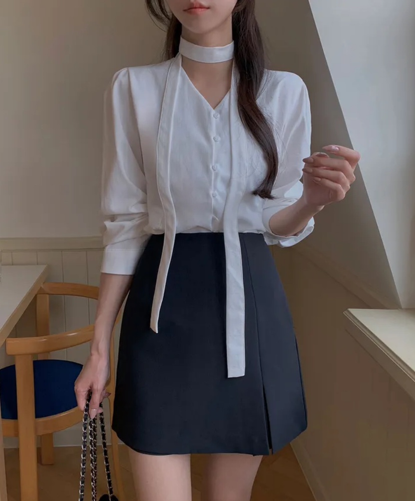 BOUND.A東大門代購女士新品休閑真品人氣襯衫蕾絲衫含脖帶BOUND.A襯衫/蕾絲衫