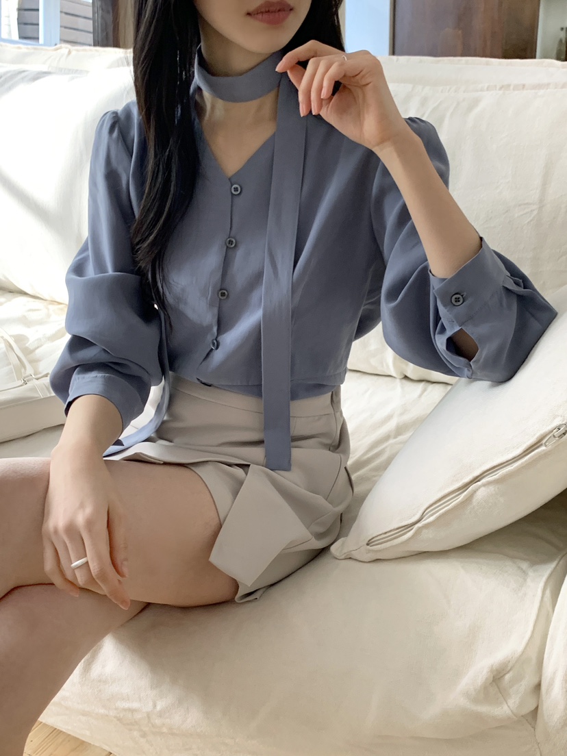 BOUND.A東大門代購女士新品休閑真品人氣襯衫蕾絲衫含脖帶BOUND.A襯衫/蕾絲衫圖色2
