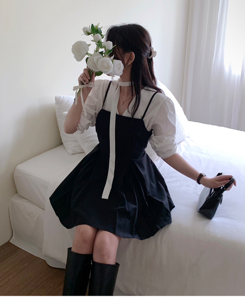 BOUND.A韓國直郵女裝新款休閑25春夏人氣推薦熱賣連衣裙褶皺BOUND.A連衣裙