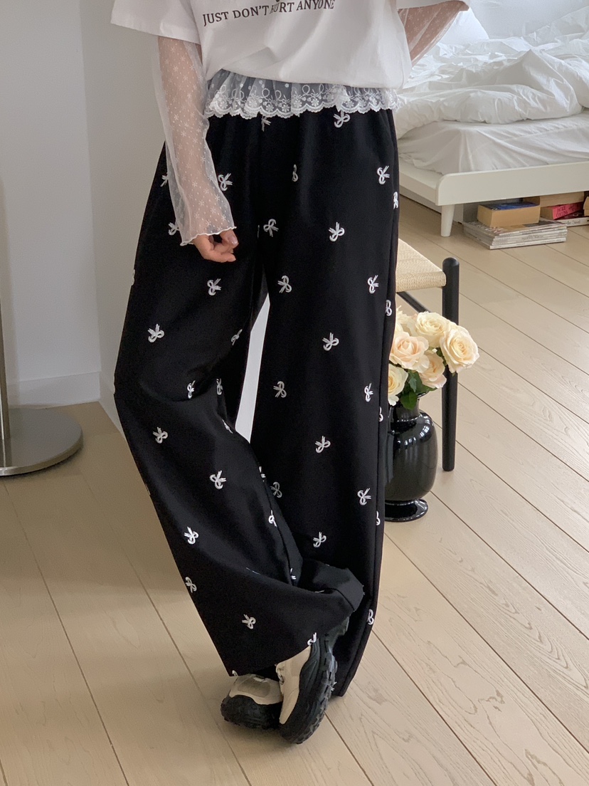 YES東大門代購女裝新款休閑熱賣25春夏真品職業休閑褲蝴蝶結YES休閑褲