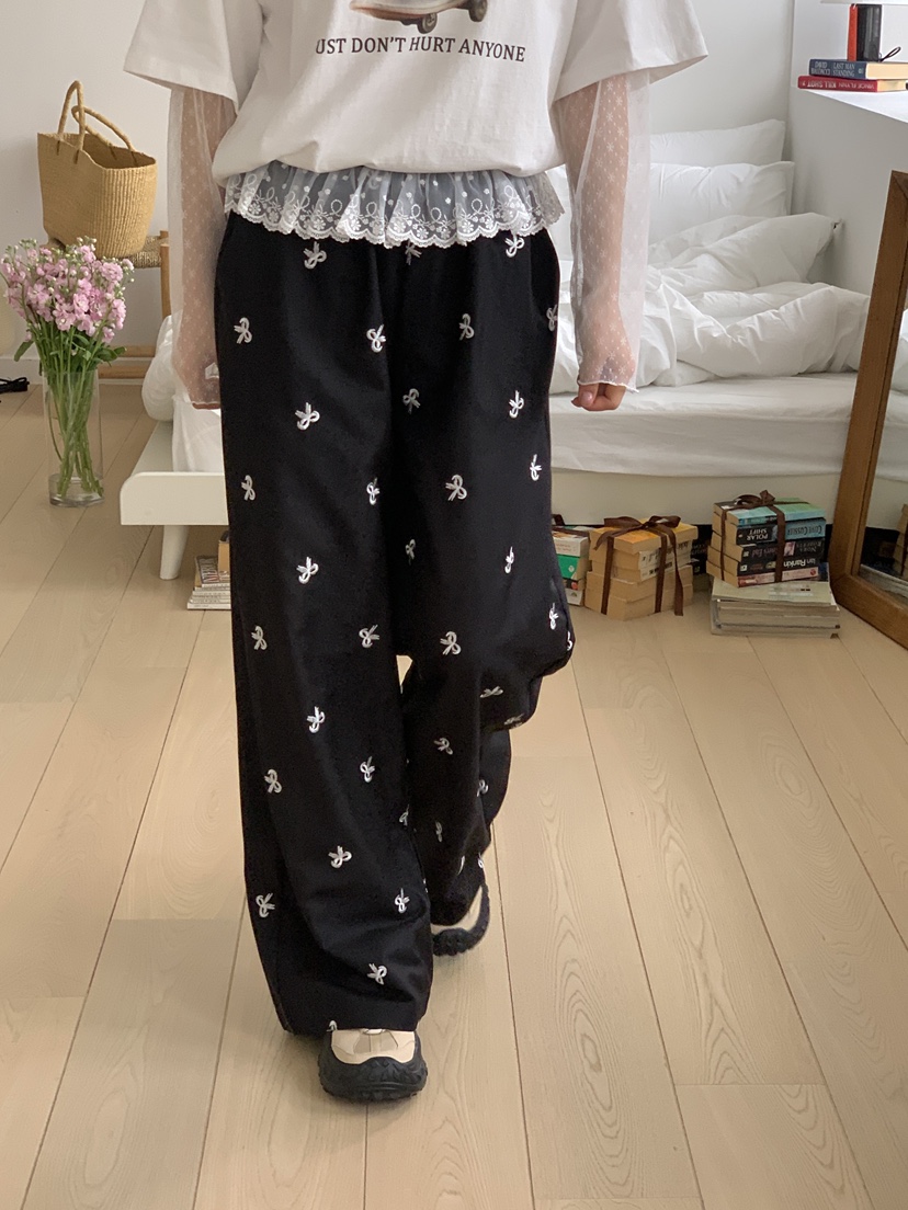 YES東大門代購女裝新款休閑熱賣25春夏真品職業休閑褲蝴蝶結YES休閑褲