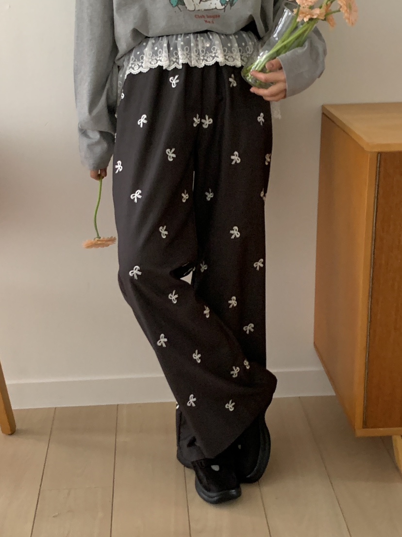 YES東大門代購女裝新款休閑熱賣25春夏真品職業休閑褲蝴蝶結YES休閑褲