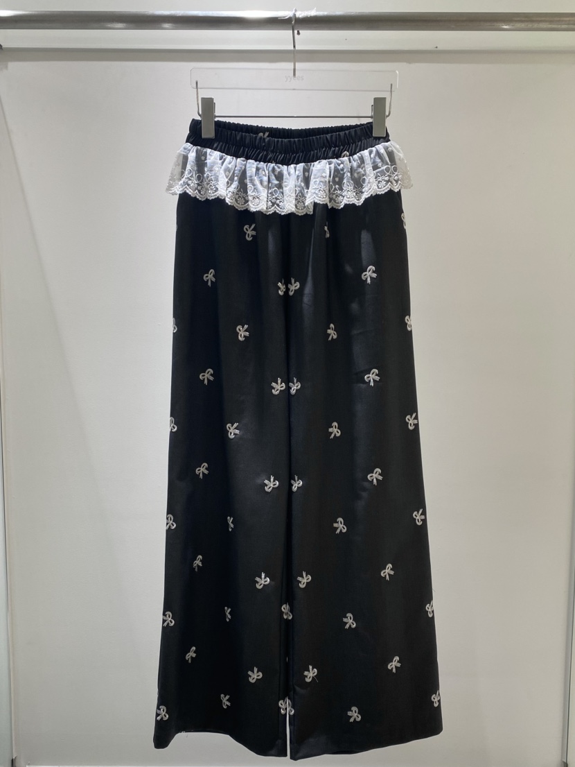 YES東大門代購女裝新款休閑熱賣25春夏真品職業休閑褲蝴蝶結YES休閑褲圖色1