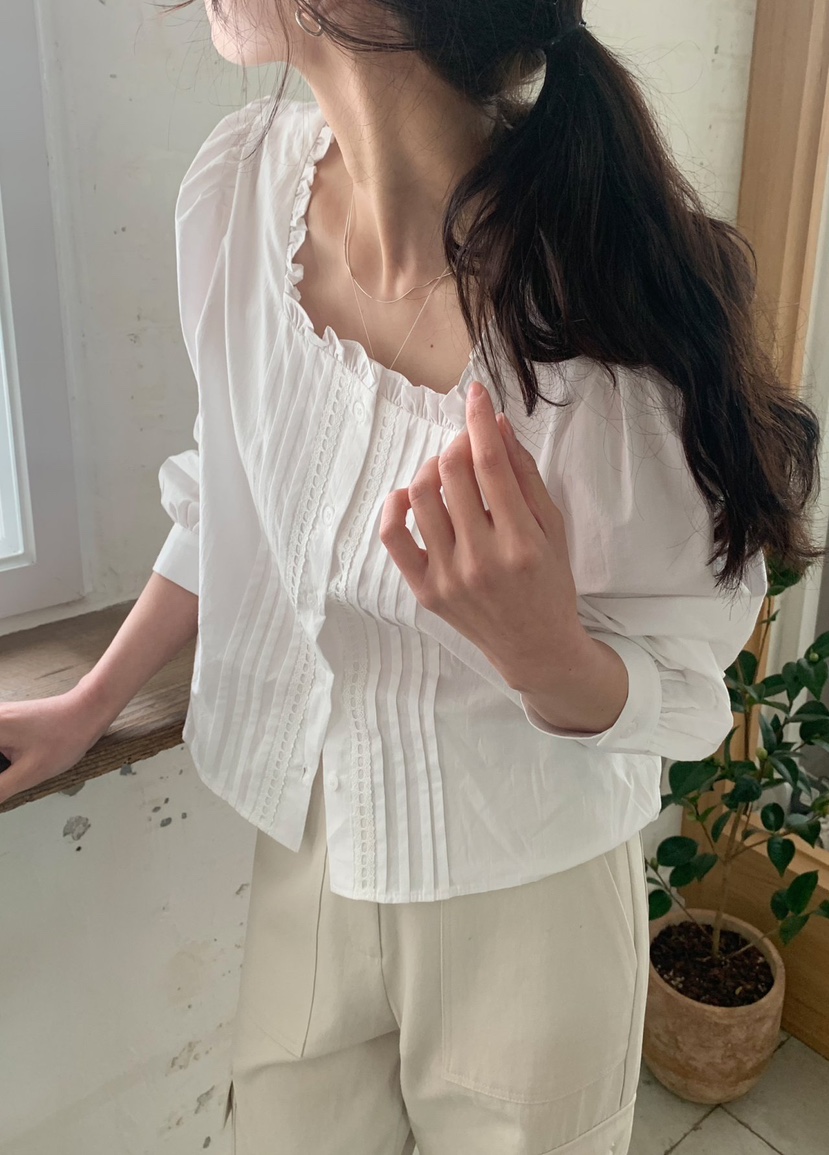 MELLOUNGE-멜라운지-T東大門代購女裝新款時尚襯衫蕾絲衫MELLOUNGE-T襯衫/蕾絲衫