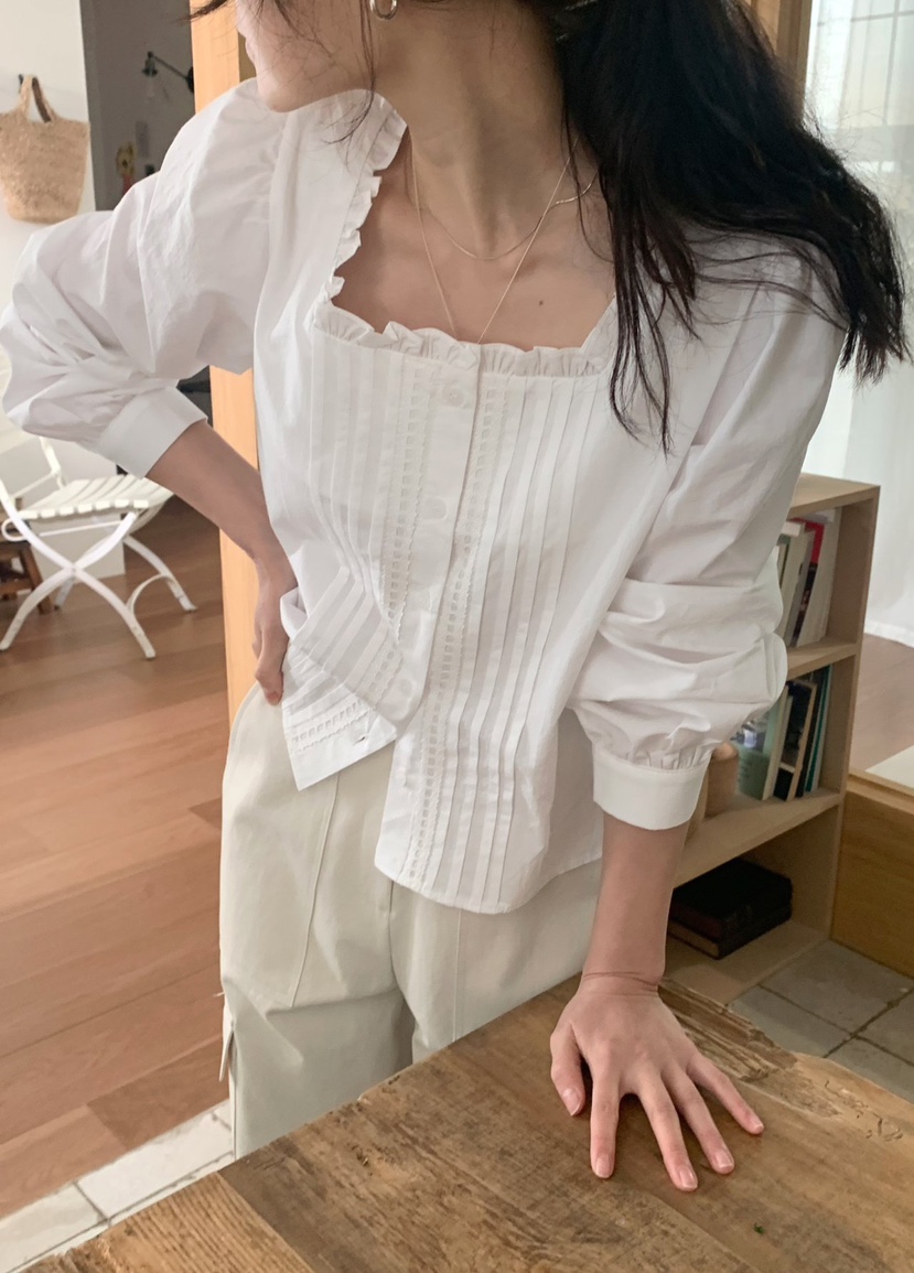 MELLOUNGE-멜라운지-T東大門代購女裝新款時尚襯衫蕾絲衫MELLOUNGE-T襯衫/蕾絲衫