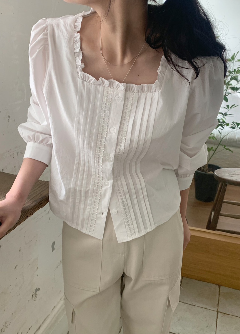 MELLOUNGE-멜라운지-T東大門代購女裝新款時尚襯衫蕾絲衫MELLOUNGE-T襯衫/蕾絲衫