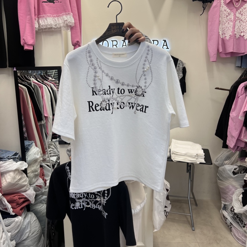 BORA BORA韓國直郵東大門代購女裝新款休閑推薦25春夏人氣T恤BORA BORAT恤圖色2