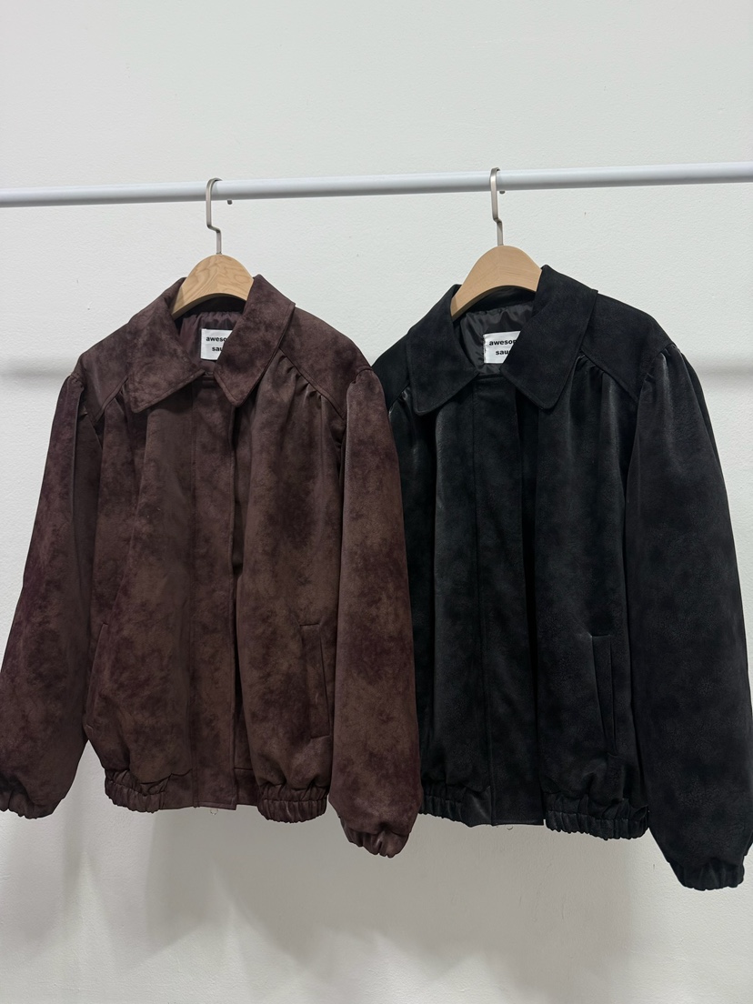 AWESOMESAUCE韓國直郵東大門代購女裝新品時尚皮衣皮革褶皺AWESOME SAUCE皮衣