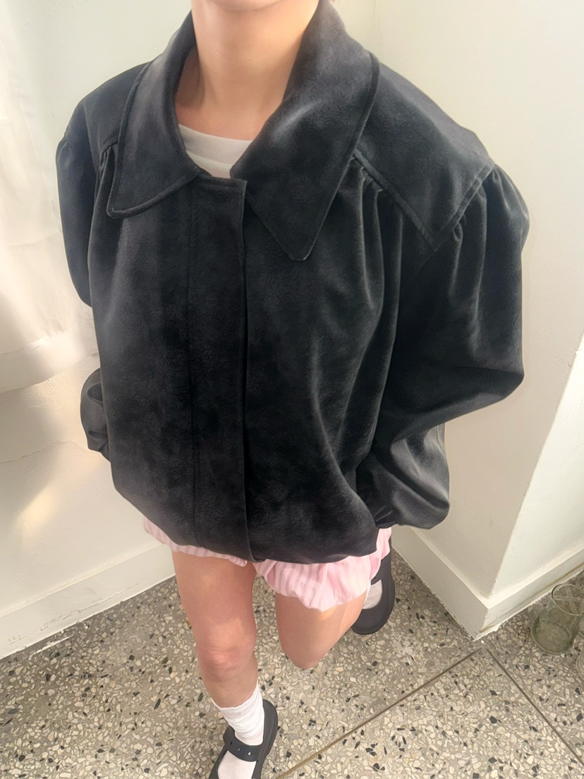 AWESOMESAUCE韓國直郵東大門代購女裝新品時尚皮衣皮革褶皺AWESOME SAUCE皮衣圖色1