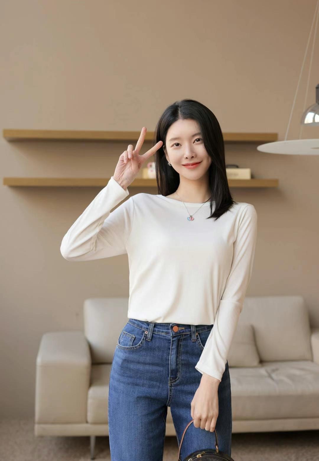 KKANNJUU直郵韓國代購女裝新款25春夏時尚人氣職業真品長袖T恤KKAMJUU長袖T恤