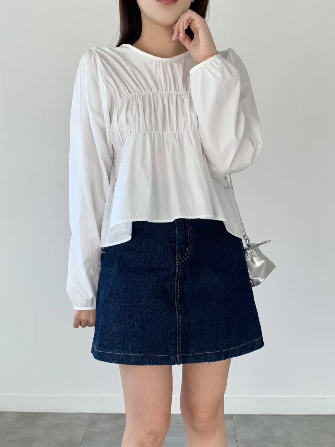 BRAND MARKET-브랜드마켓-T韓國直郵女裝新品休閑襯衫蕾絲衫褶皺BRAND MARKET-OT襯衫/蕾絲衫