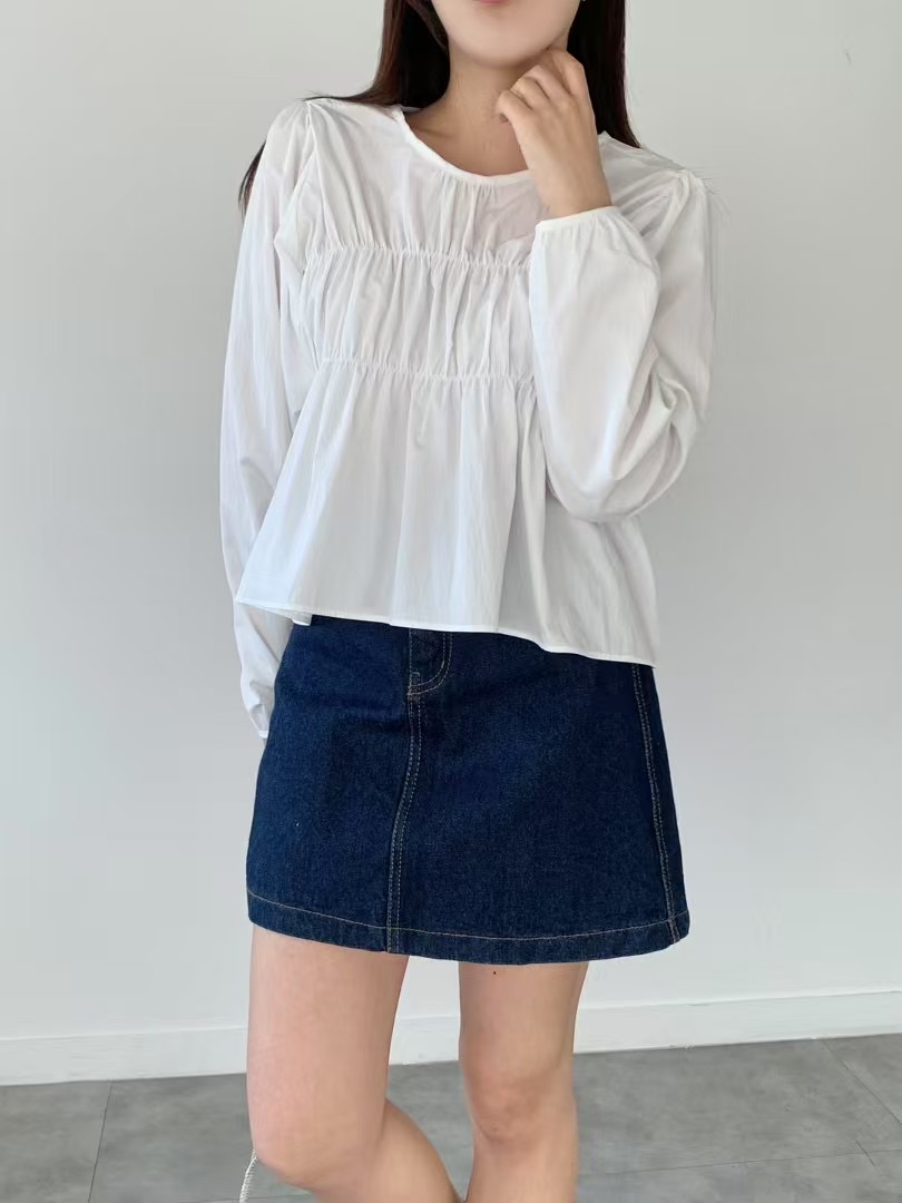 BRAND MARKET-브랜드마켓-T韓國直郵女裝新品休閑襯衫蕾絲衫褶皺BRAND MARKET-OT襯衫/蕾絲衫