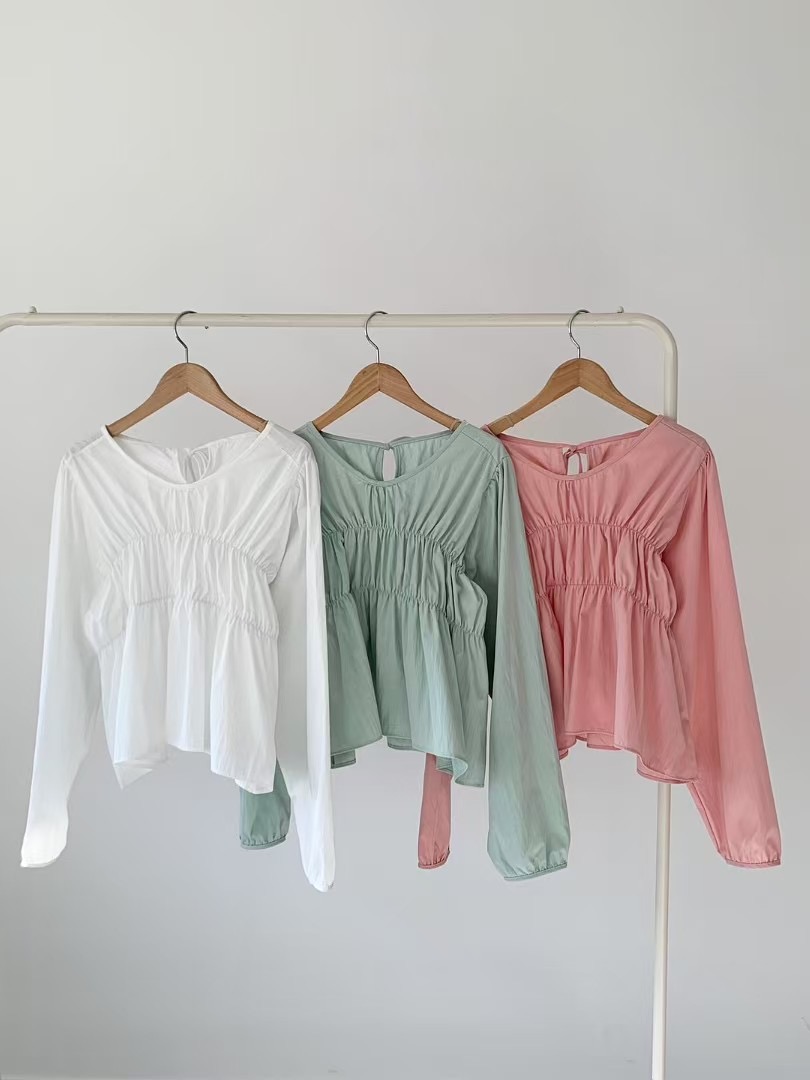 BRAND MARKET-브랜드마켓-T韓國直郵女裝新品休閑襯衫蕾絲衫褶皺BRAND MARKET-OT襯衫/蕾絲衫圖色3左三色