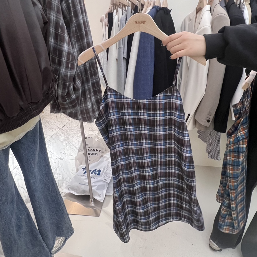 FLAUNT韓國直郵東大門實拍女裝新品人氣25春夏連衣裙修身格紋FLAUNT連衣裙圖色2