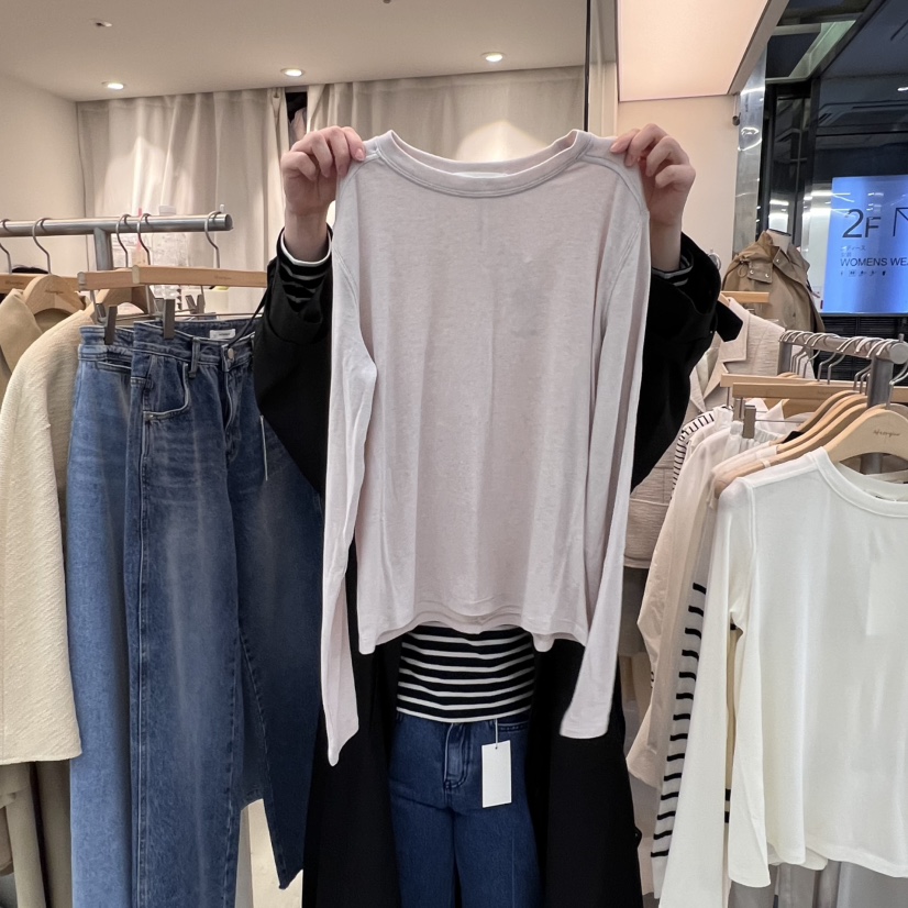 AFTERGLOW東大門代購女士新品休閑職業熱賣真品25春夏長袖T恤AFTERGLOW長袖T恤圖色2