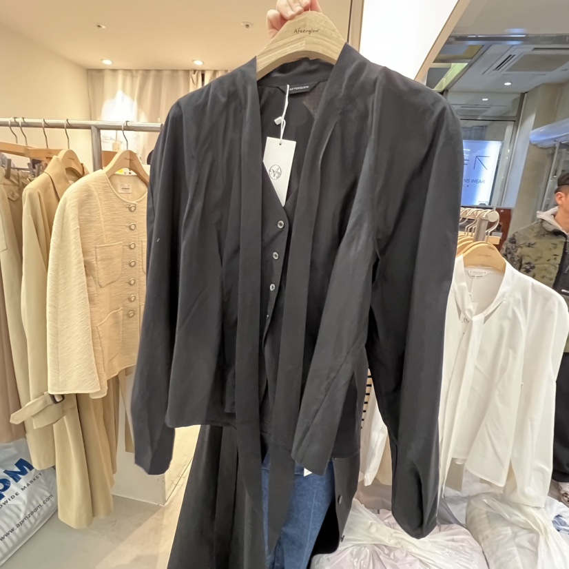 AFTERGLOW韓國直郵東大門代購女裝新款人氣襯衫蕾絲衫蝴蝶結寬松AFTERGLOW襯衫/蕾絲衫圖色2