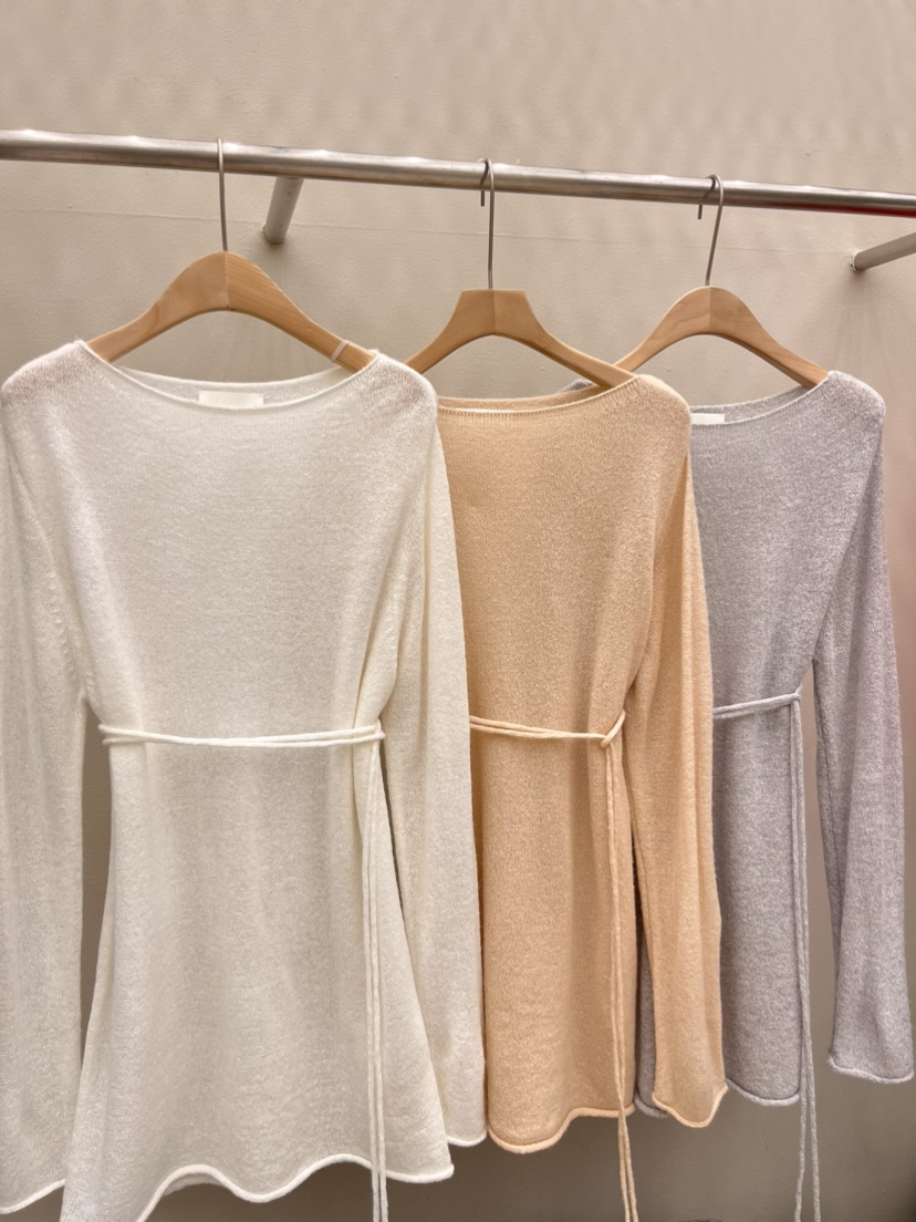 EOOB/LAMEREI韓國直郵東大門實拍女裝新品休閑針織衫含腰繩馬海毛EOOB/LAMEREI針織衫