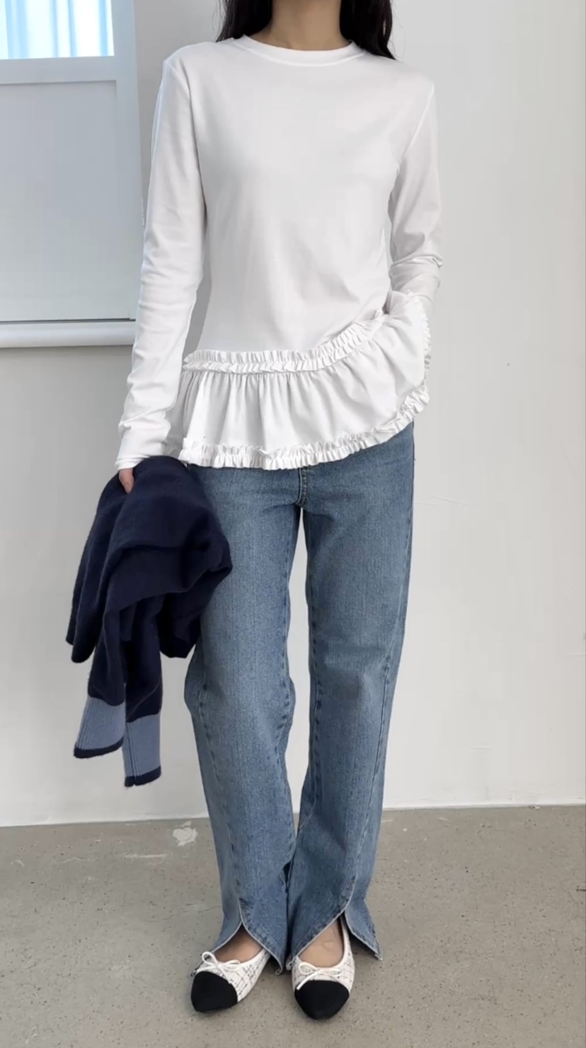 CLASSY-O東大門實拍女裝新品熱賣職業人氣真品長袖T恤荷葉邊CLASSY-O長袖T恤