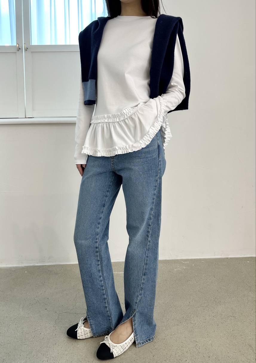 CLASSY-O東大門實拍女裝新品熱賣職業人氣真品長袖T恤荷葉邊CLASSY-O長袖T恤