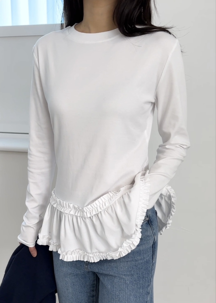 CLASSY-O東大門實拍女裝新品熱賣職業人氣真品長袖T恤荷葉邊CLASSY-O長袖T恤圖色1