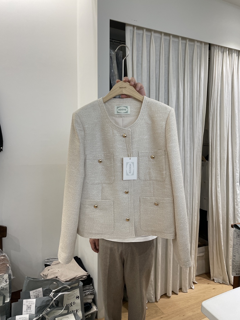 MOVENNE韓國代購女士新品熱賣25春夏推薦休閑人氣夾克粗花呢MOVENNE夾克圖色2