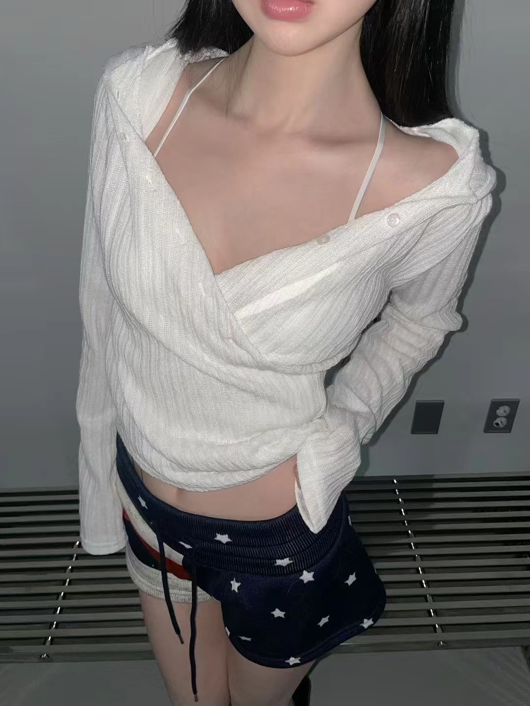 CLEVERGARDEN東大門實拍女裝新款職業熱賣真品休閑針織衫兜帽CLEVERGARDEN針織衫圖色1