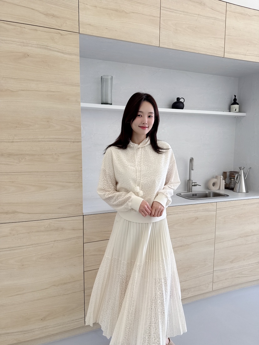 BE&BE韓國直郵東大門代購女裝新款推薦熱賣長裙蕾絲褶皺BE&be長裙