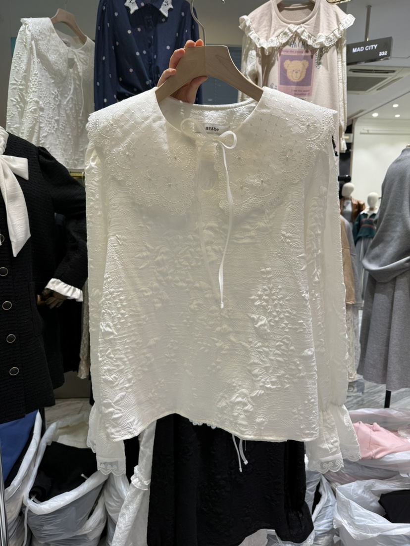 BE&amp;BE直郵韓國代購女裝新款推薦真品襯衫蕾絲衫蝴蝶結BE&be襯衫/蕾絲衫圖色1