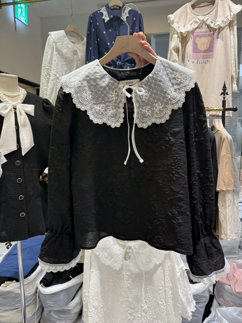 BE&amp;BE直郵韓國代購女裝新款推薦真品襯衫蕾絲衫蝴蝶結BE&be襯衫/蕾絲衫圖色2