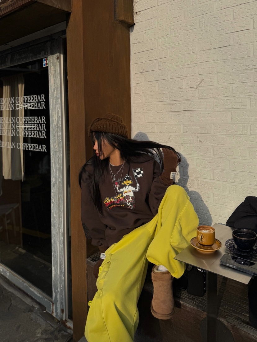ABBEYLEE直郵韓國代購女裝新款25春夏真品職業休閑衛衣格紋ABBEYLEE衛衣