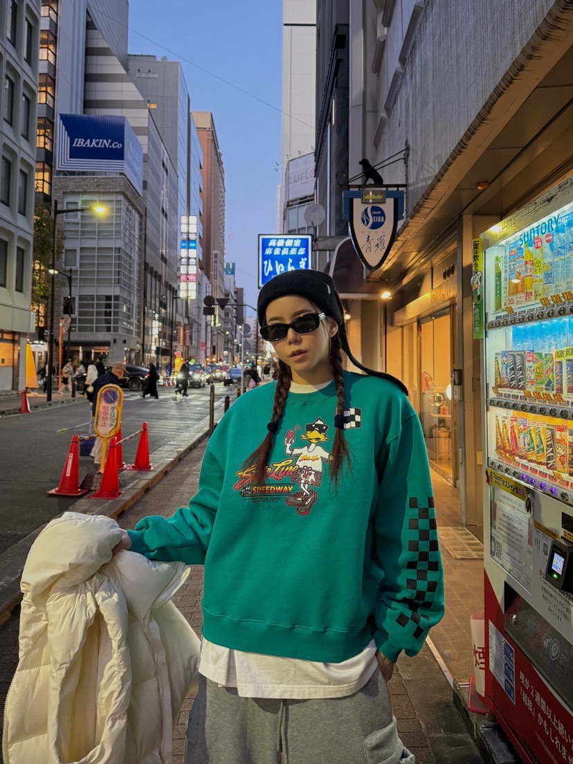 ABBEYLEE直郵韓國代購女裝新款25春夏真品職業休閑衛衣格紋ABBEYLEE衛衣