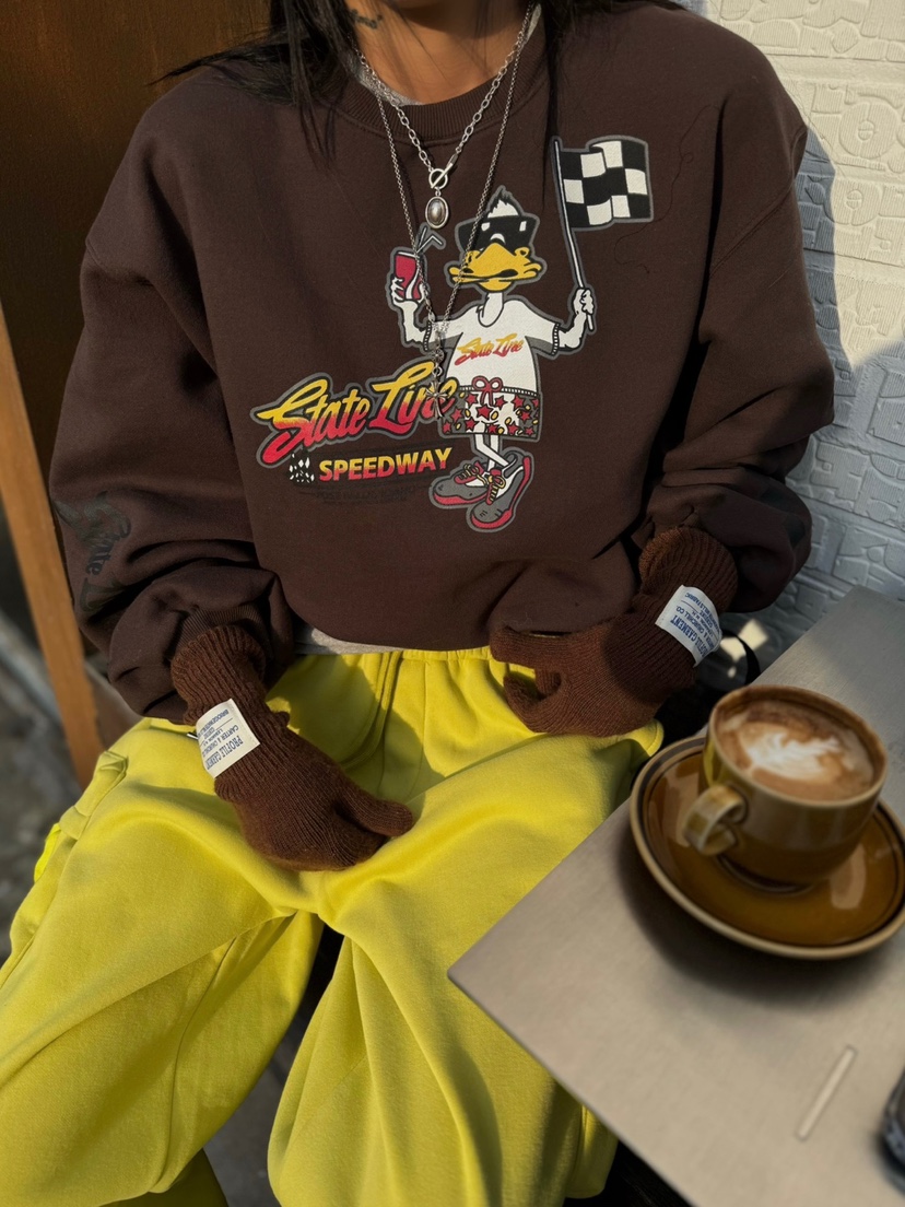 ABBEYLEE直郵韓國代購女裝新款25春夏真品職業休閑衛衣格紋ABBEYLEE衛衣