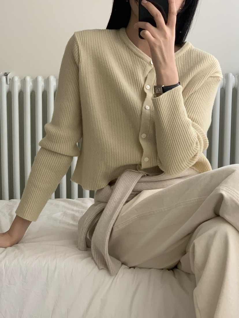 SORBET韓國直郵東大門代購女裝新款時尚25春夏熱賣針織衫開衫SORBET/flat white針織衫