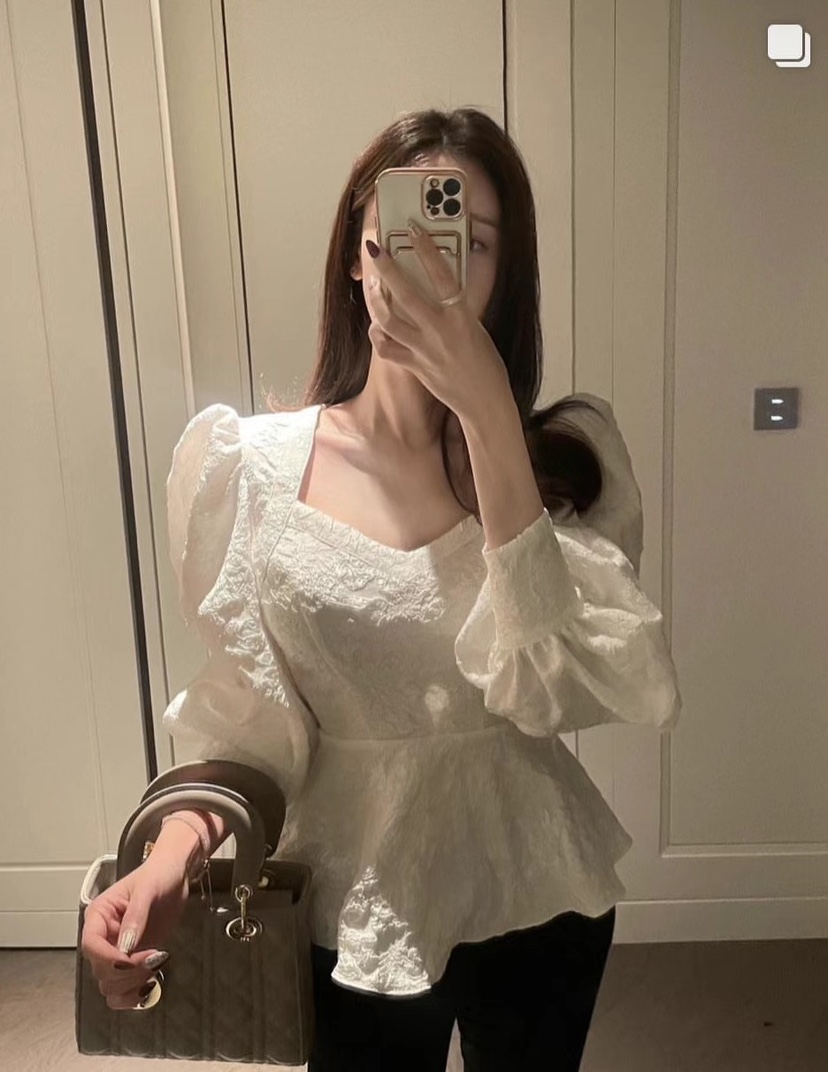 ANIMA韓國直郵東大門實拍女裝新品時尚25春夏休閑襯衫蕾絲衫RIETTE襯衫/蕾絲衫