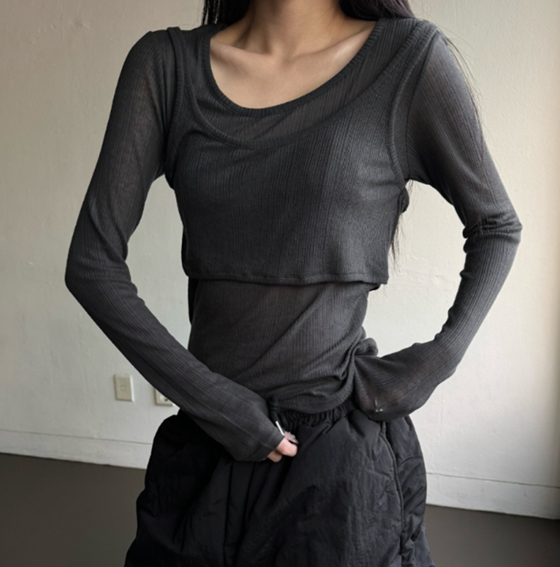 PEETS韓國直郵女裝新款推薦25春夏職業時尚真品人氣長袖T恤PEETS長袖T恤圖色2