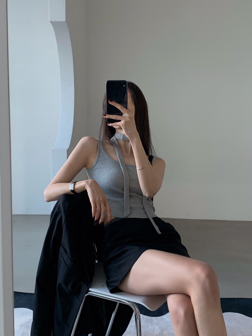 VERANDA直郵韓國代購女裝新款職業推薦人氣25春夏吊帶背心含脖帶VERANDA吊帶/背心