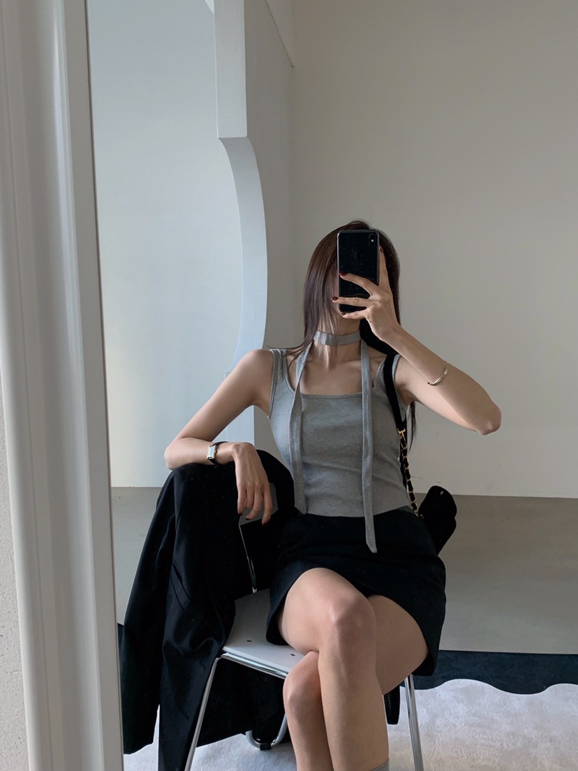 VERANDA直郵韓國代購女裝新款職業推薦人氣25春夏吊帶背心含脖帶VERANDA吊帶/背心