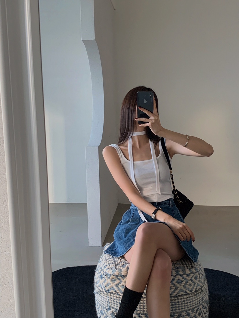 VERANDA直郵韓國代購女裝新款職業推薦人氣25春夏吊帶背心含脖帶VERANDA吊帶/背心