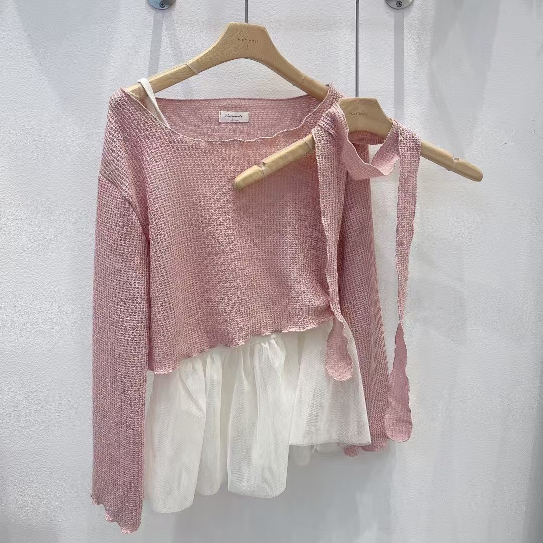 HOLYMOLY韓國直郵東大門代購女裝新品真品25春夏針織衫含脖帶HOLYMOLY針織衫圖色2