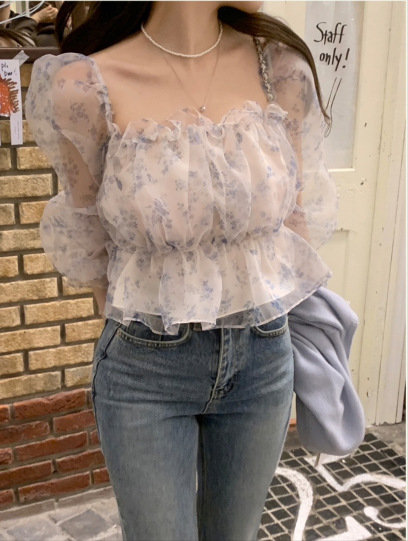 CRONG直郵韓國代購女裝新款熱賣推薦時尚人氣真品襯衫蕾絲衫CRONG襯衫/蕾絲衫圖色1